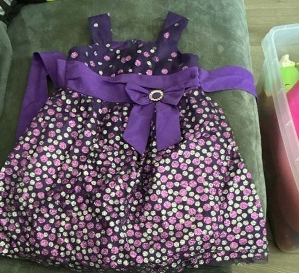 Rare Editions Toddler Girls Purple Glitter Polka Dot Dress Size 2T